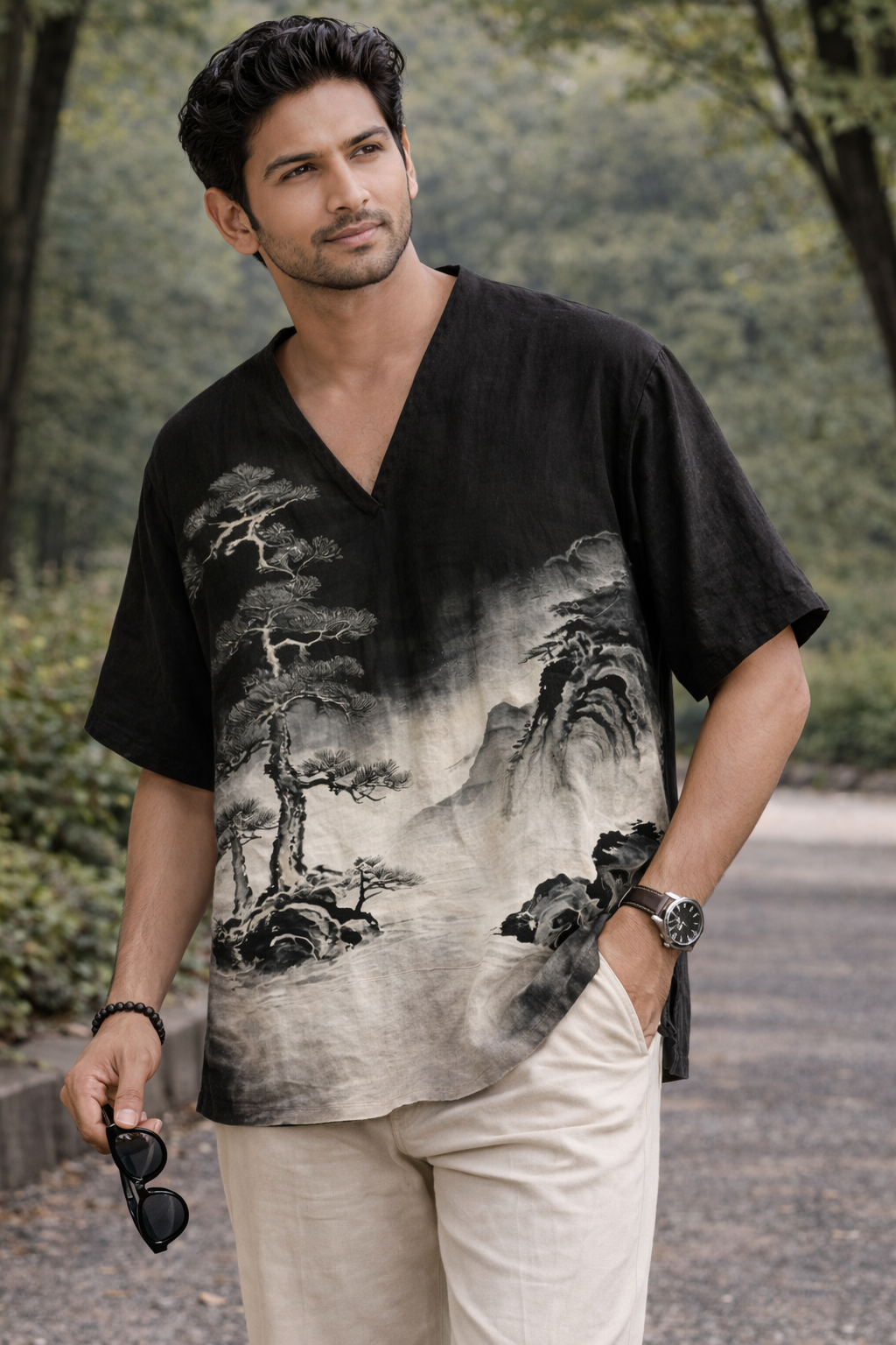 Zen Ink Landscape kurta Shirt