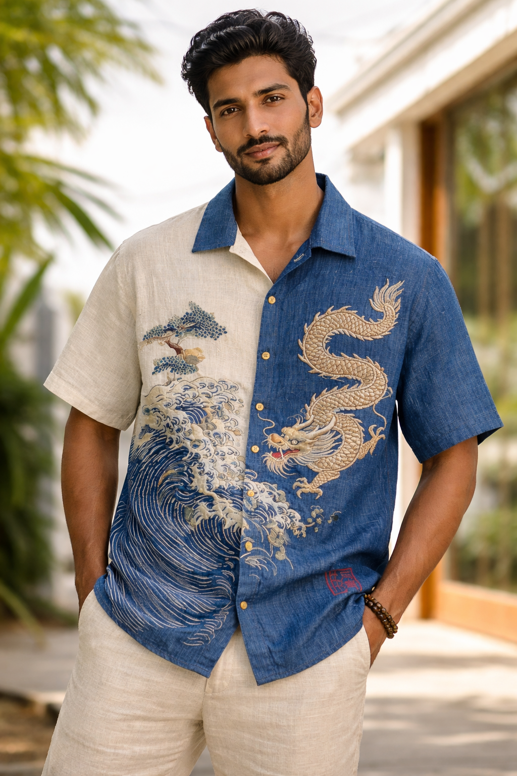 Japanese Dragon Wave Split Shirt