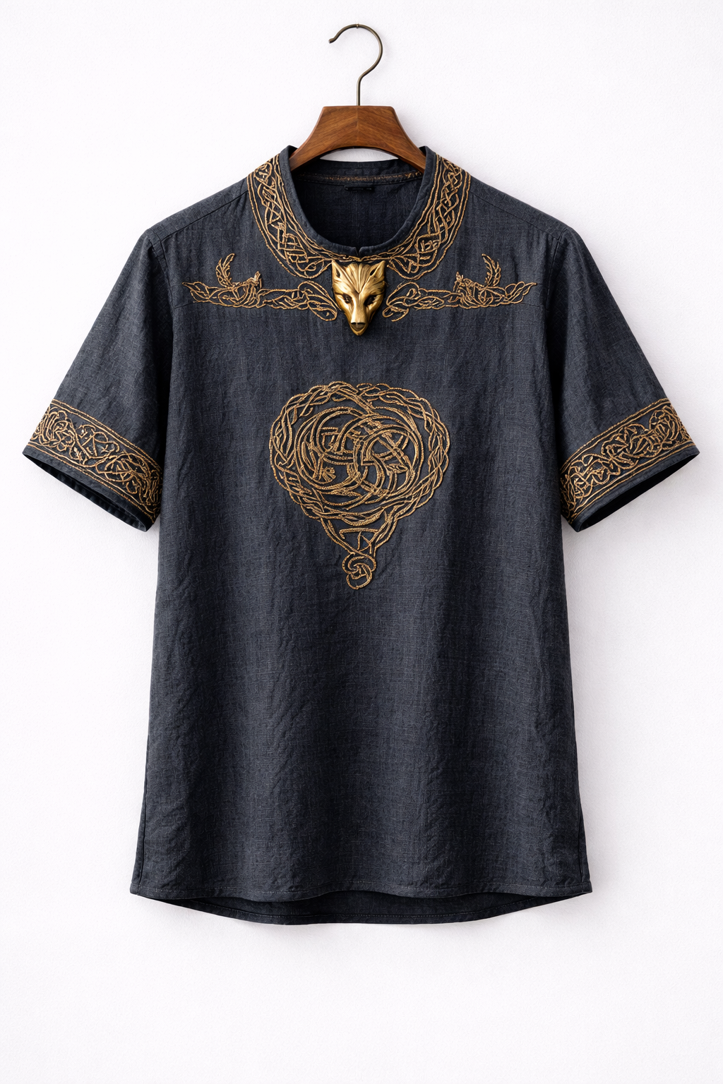 Midnight Wolf Embroidered kurta Shirt
