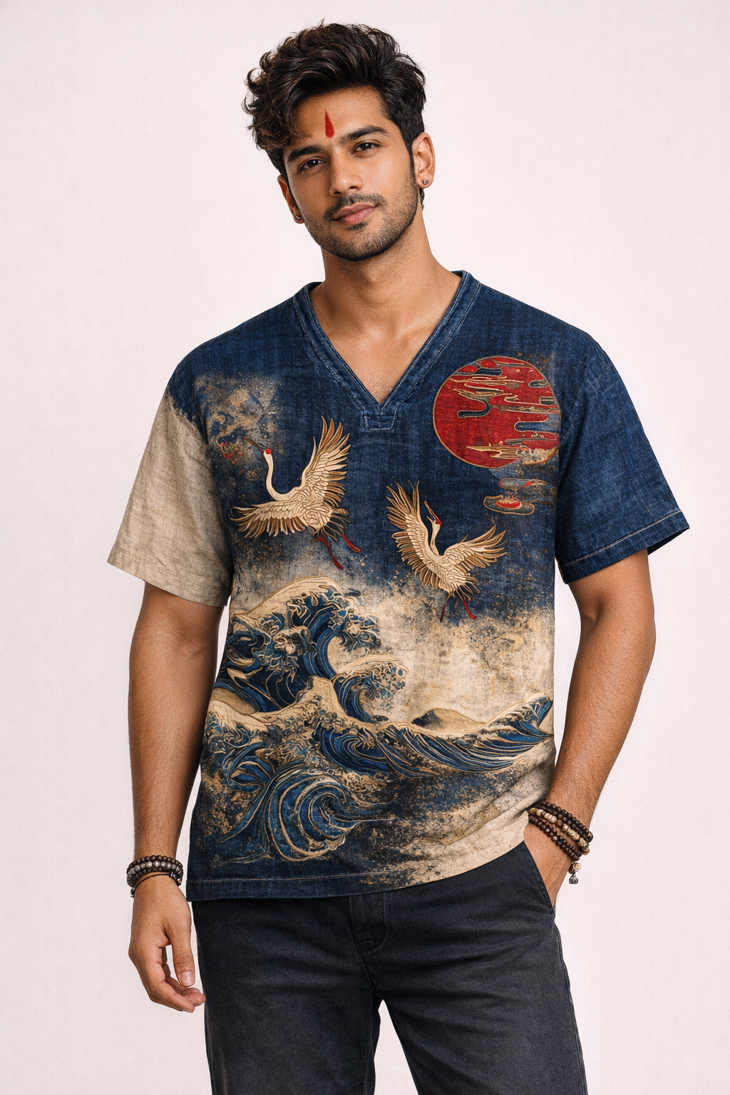 Rising Crane Ocean kurta Shirt