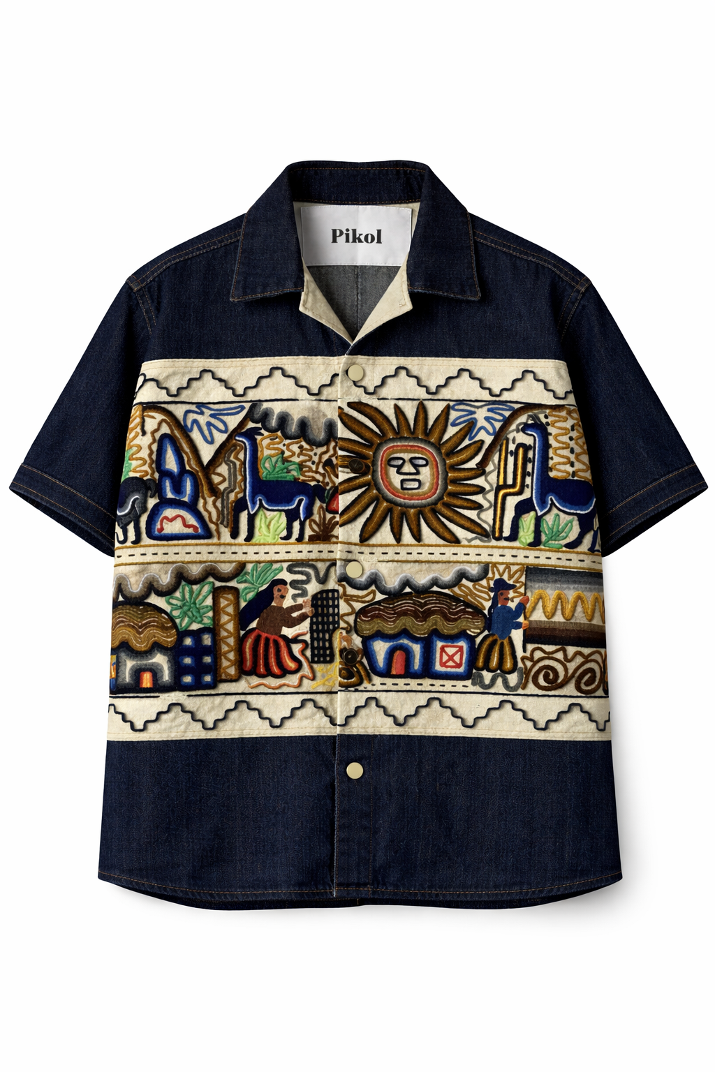 Luxury Patchwork Designer Half Sleeve Shirt – Dark Edition