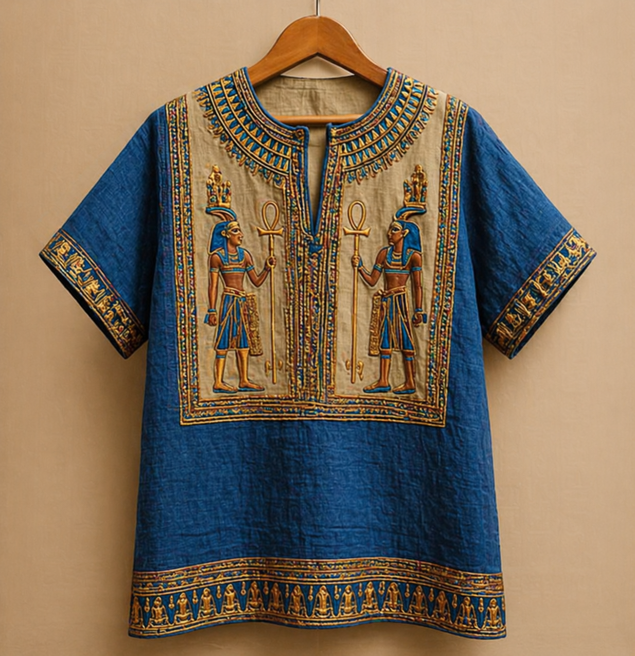 Royal Blue Pharaoh Embroidery kurta Shirt