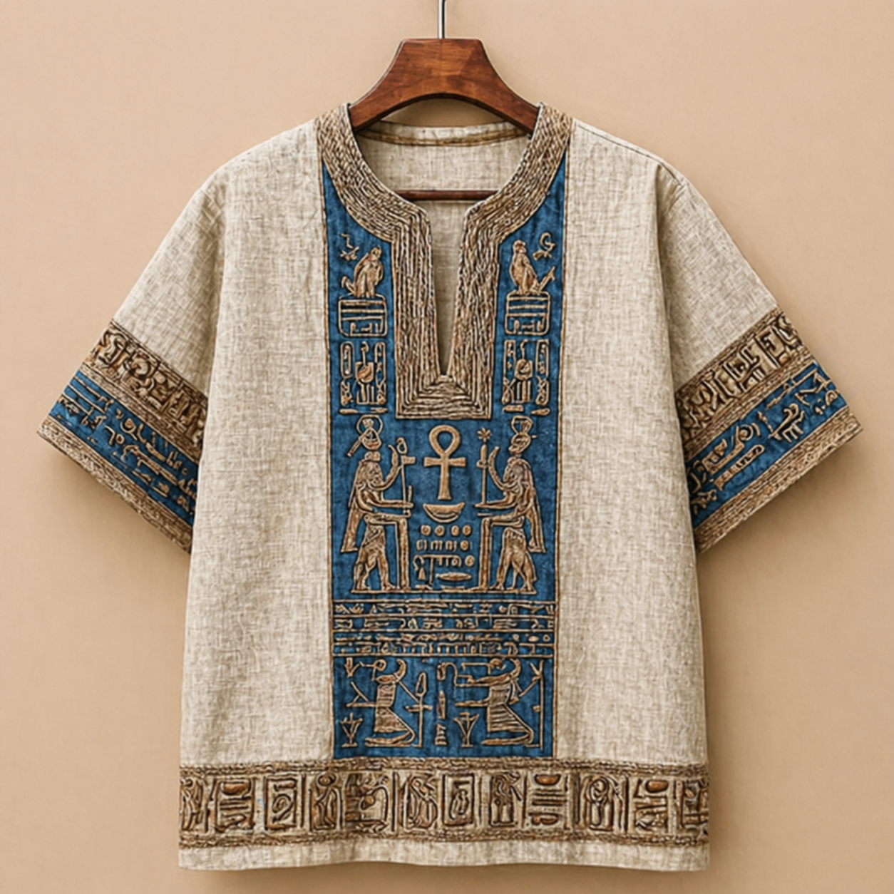 Ancient Egyptian Symbol Linen kurta Shirt