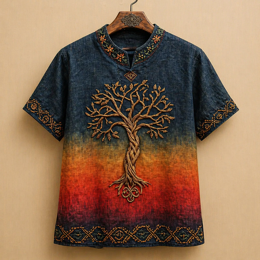 Mystic Tree Gradient Embroidered kurta Shirt