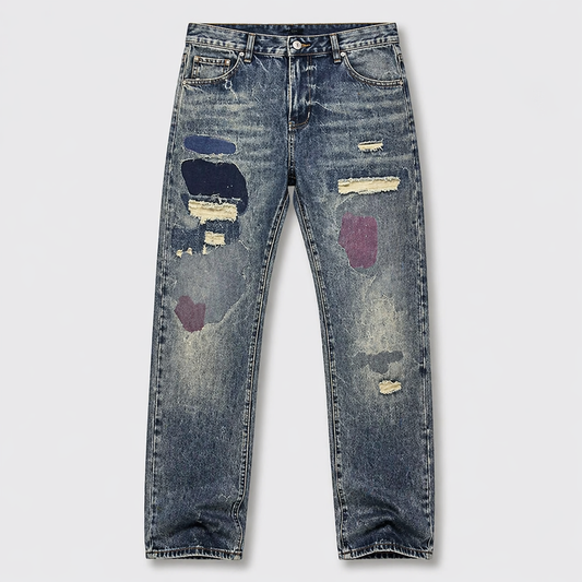 Washed Distressed Denim Jeans