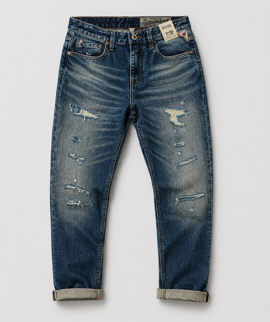 Vintage Ripped Slim Fit Jeans