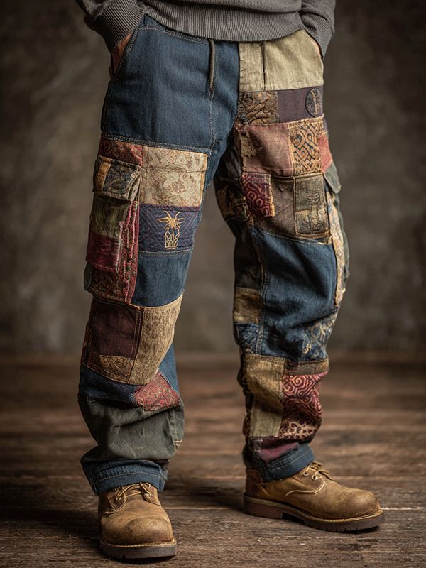 Vintage Patchwork Cargo Jogger Pants