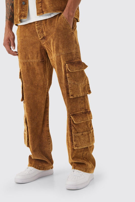 Corduroy Cargo Pants (Brown)