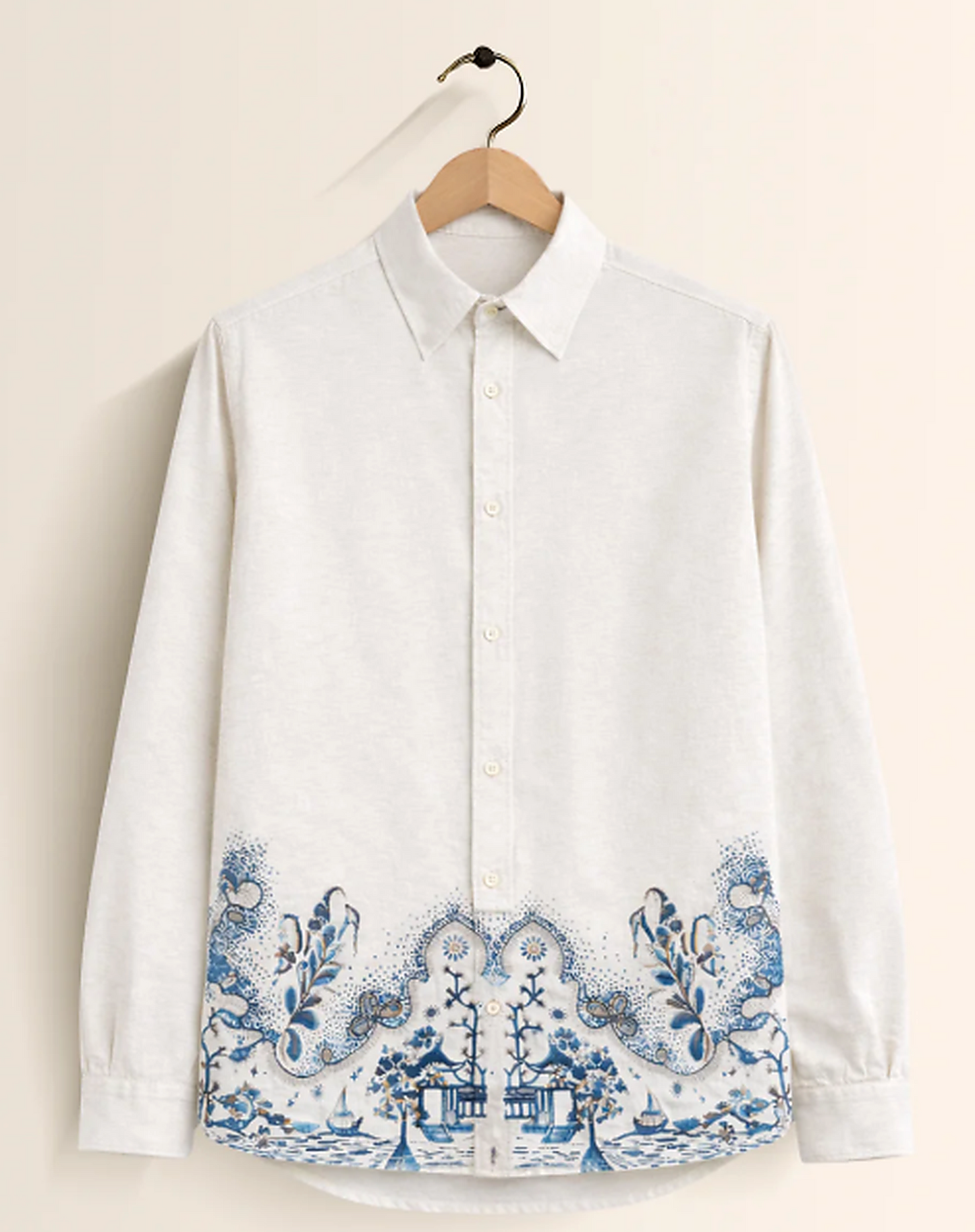 Blue Porcelain Art Linen Shirt