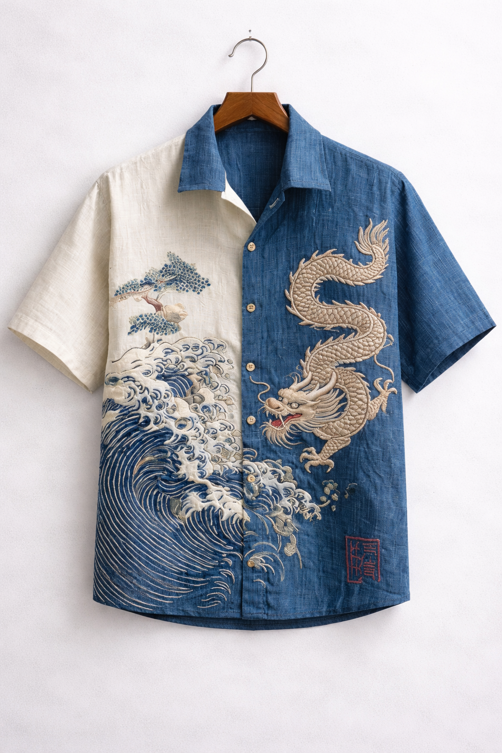 Japanese Dragon Wave Split Shirt