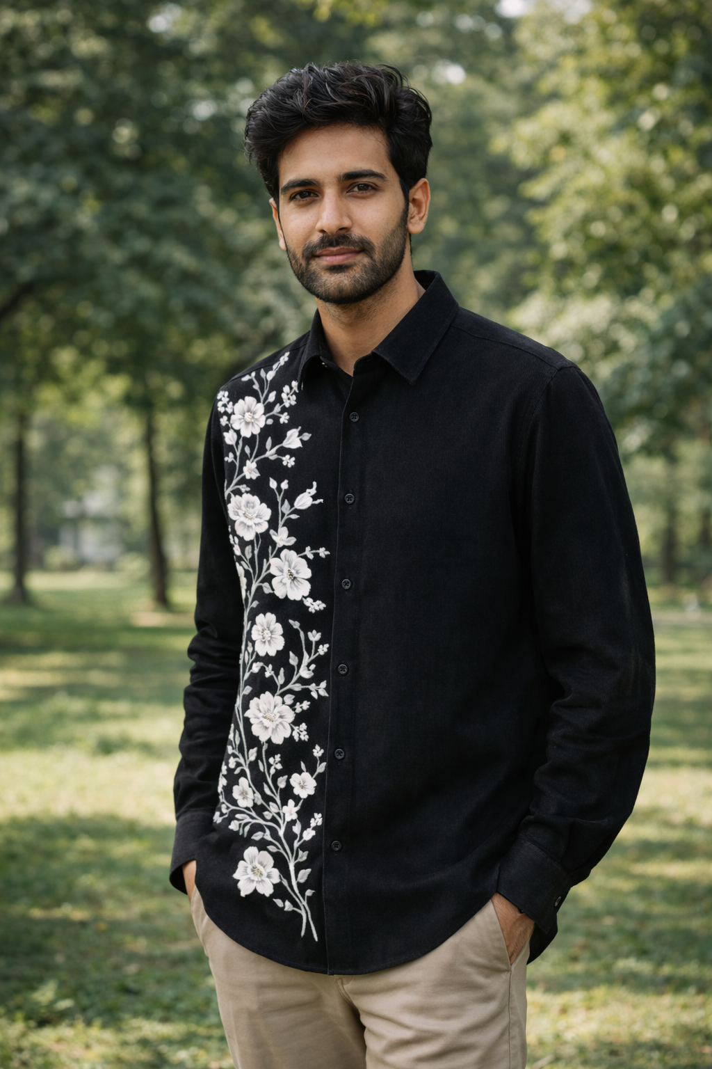 Midnight Floral Panel Shirt